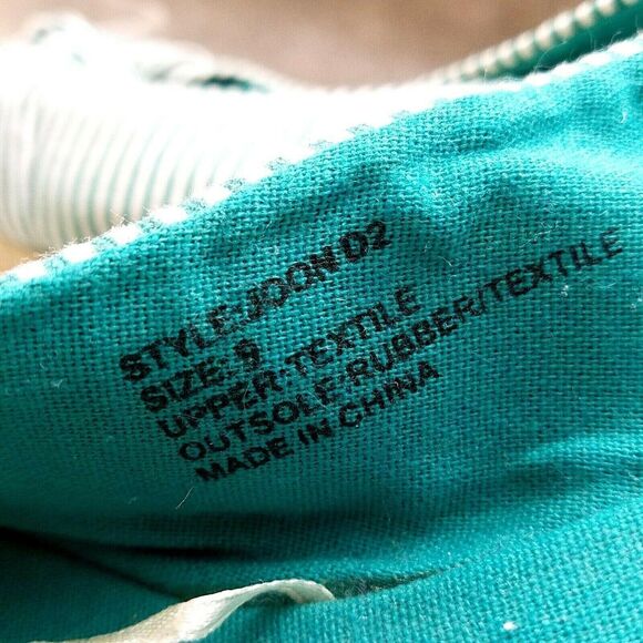 Dots Womens Joon 2  Sz 9 M Green Stripes Peep Toe Slingback 3.5" Heels Wedge - Picture 4 of 10